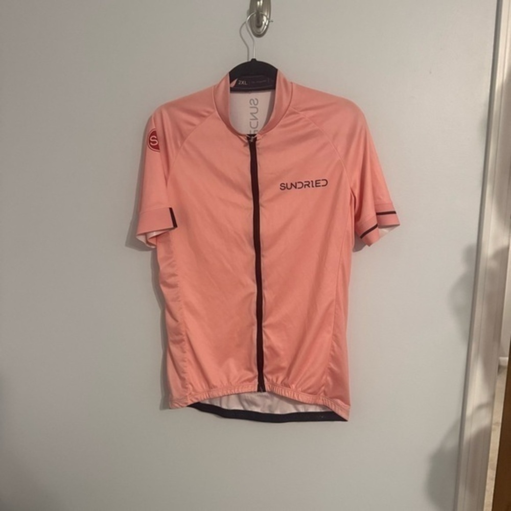 Sundried Women’s Plus Size 2X Cycling Jersey - Salmon Pink & White - Biking Top